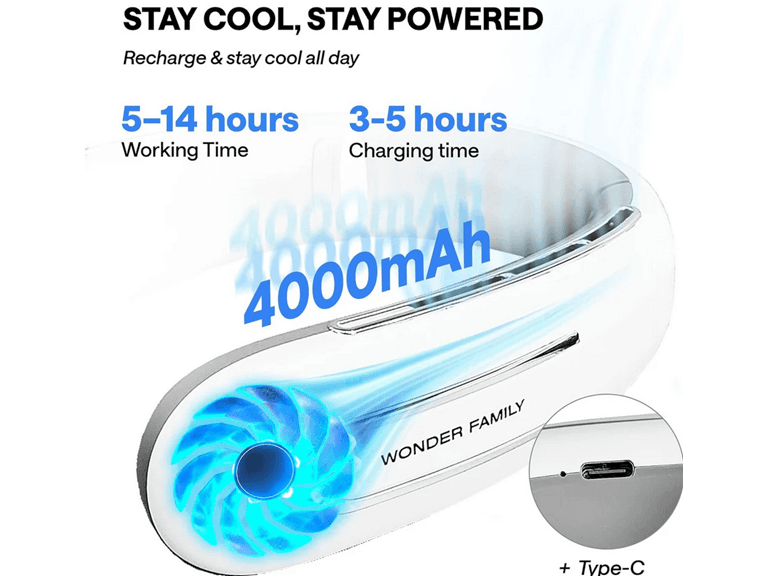 Rechargeable 4000 mAH Portable Fan Necklace - Image 1