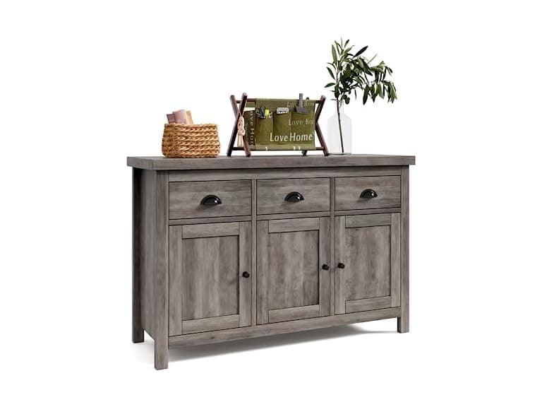Senfot Farmhouse Sideboard, Grey Wash - Image 1