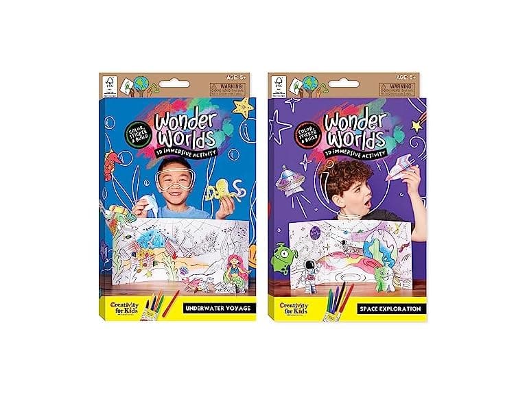 Creativity for Kids Wonder Worlds 3D Coloring Kit 2Pk - Image 1