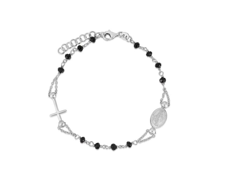 Italian Silver Crystal Rosary Bracelet - Image 1