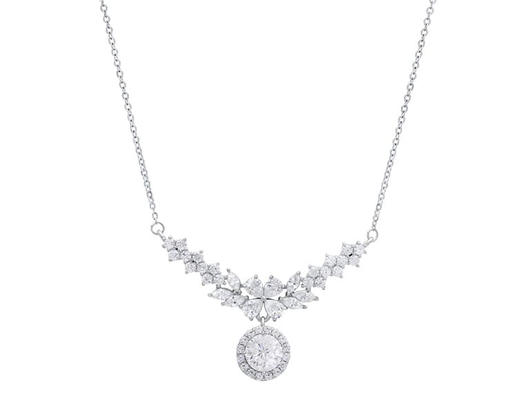 Moissanite Diamond Floral Drop Necklace - Image 1