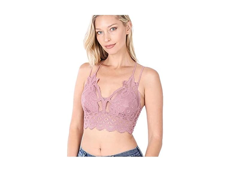 Zenana Women (S) Crochet Sexy Lace Cross Bralette - Image 1