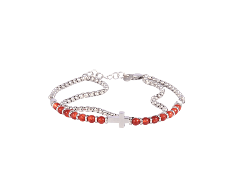 Mens Popcorn Chain & Bracelet w-Cross - Image 1
