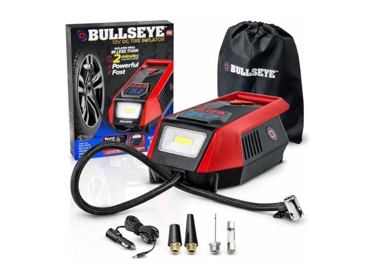 Bullseye 12V DC Car Tire Inflator Portable Air Compressor - Image 1