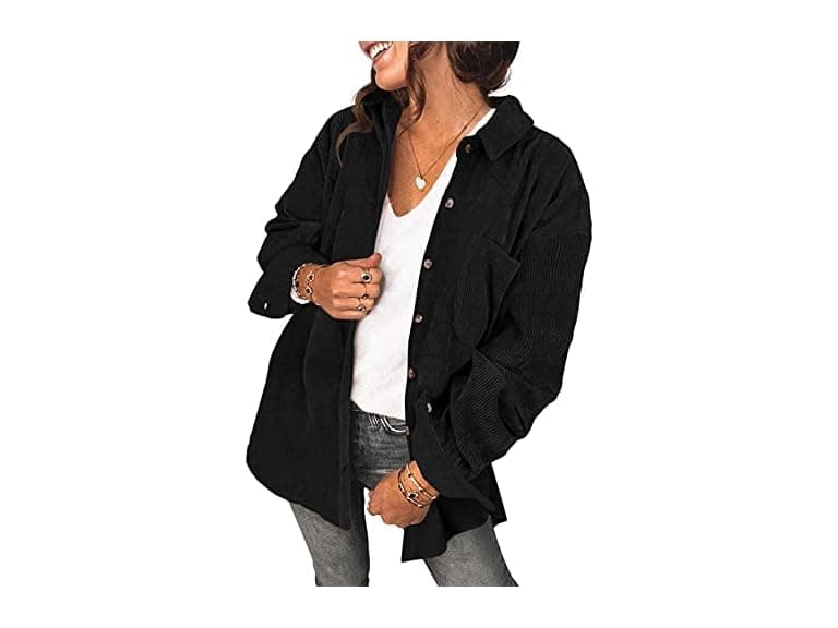Saslax Women (XXL) Corduroy Shirt Long Up V Jacket - Image 1