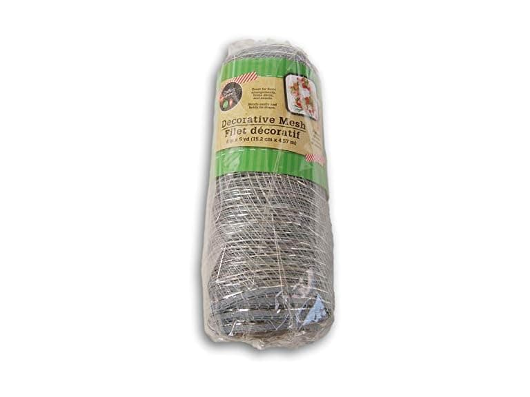 Silver Gray Decorative Mesh Ribbon Roll - 6 - Image 1