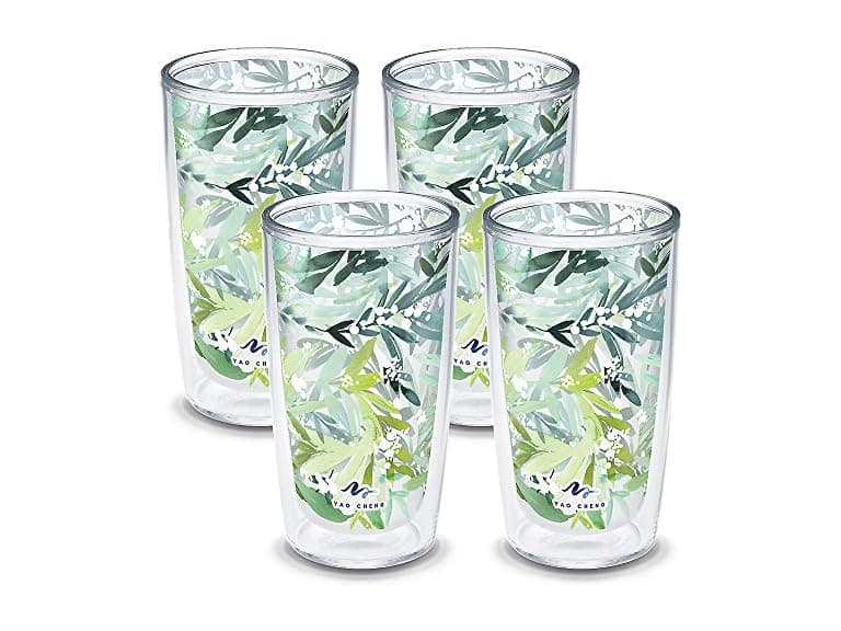Tervis Yao Cheng Green Crystal Insulated Tumbler Travel Cup 16oz 4pk, Lush Mimosa - Image 1