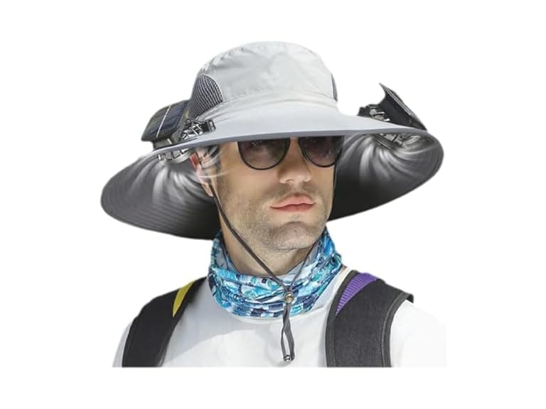 Solar Fan Hats for Men Wide Brim Solar Fan Fishing Hat - Image 1