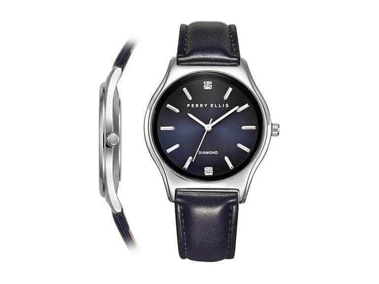 Perry Ellis Ultra Slim Watch Blue Dial Leather - Image 1