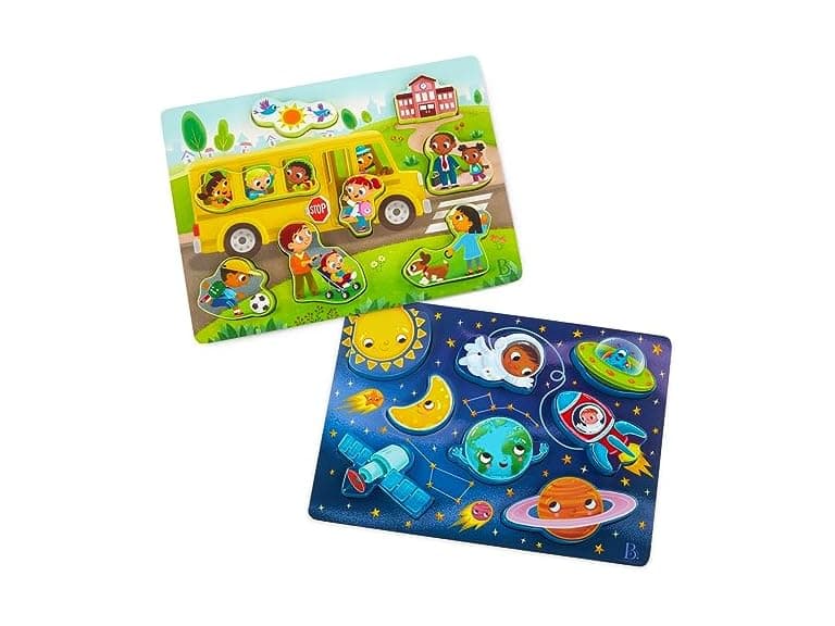 B. toys – Peek & Explore Outer Space & School Bus - Image 1