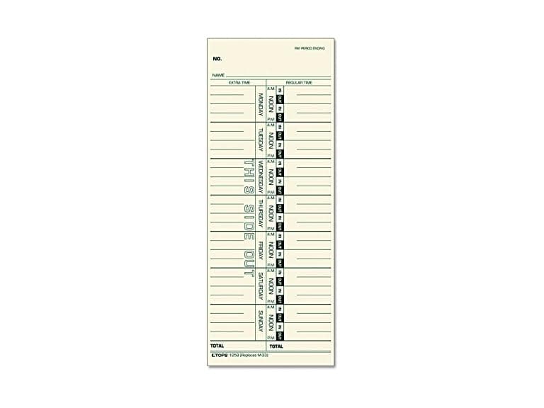 TOPS 1259 Weekly Time Card - Image 1