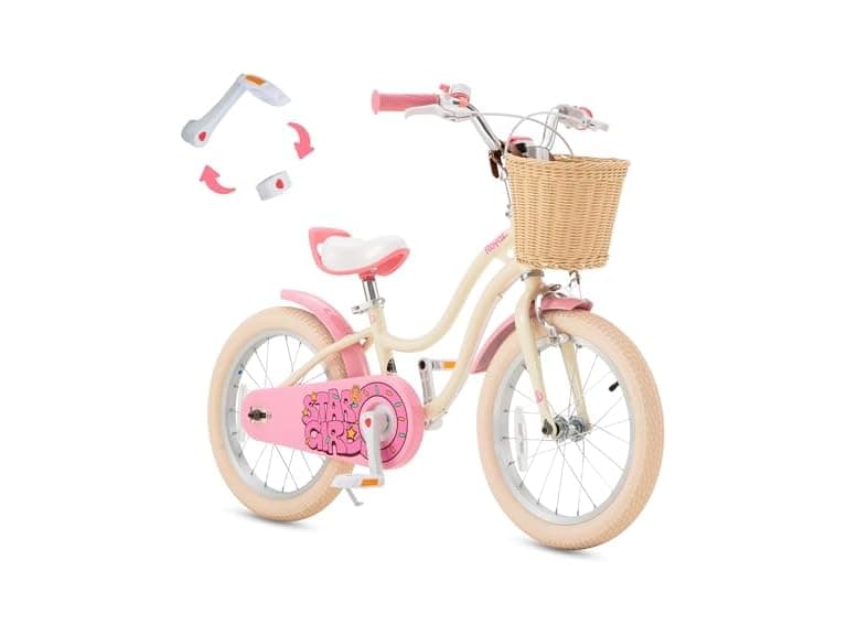 RoyalBaby Stargirl EZ Kids Bike, 18 Inch, Cream Pink - Image 1