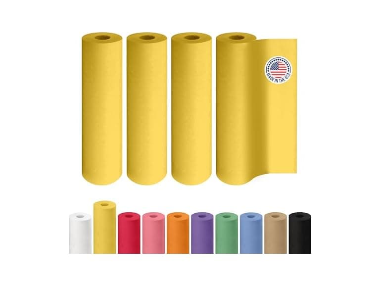 12" x 1200" (100 feet) Yellow Kraft Paper Roll, Pack of 4 - Image 1