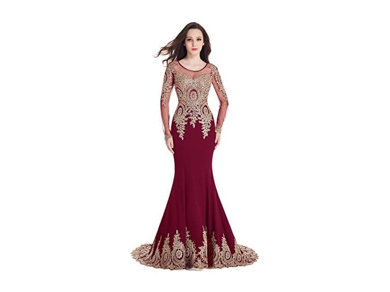 MisShow Women (10) Long Sleeves Lace Mermaid Dress - Image 1