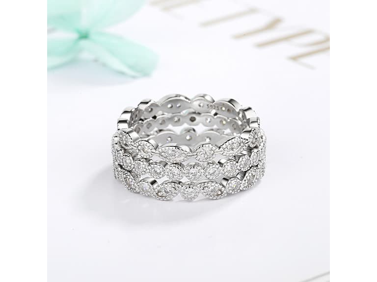 3 Piece French Milgrain Band Set - Image 1