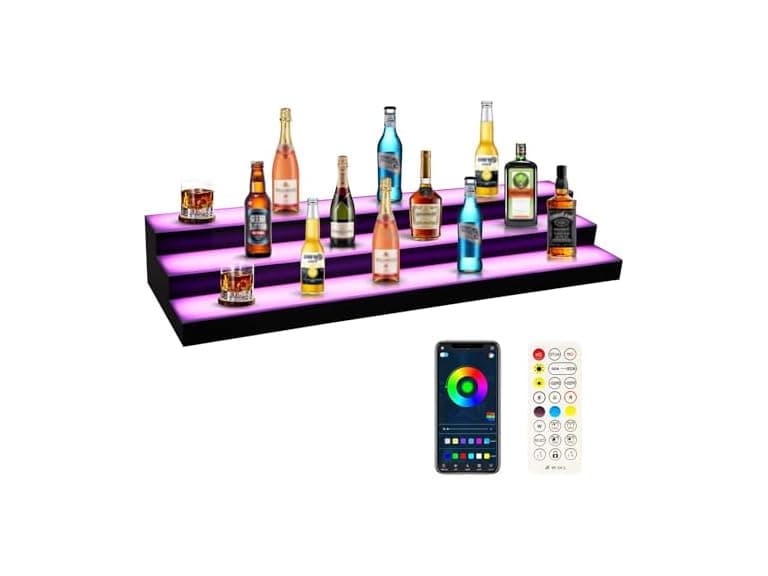 Dollate 3 Tier 40 Inch LED Lighted Liquor Bottle Display - Image 1