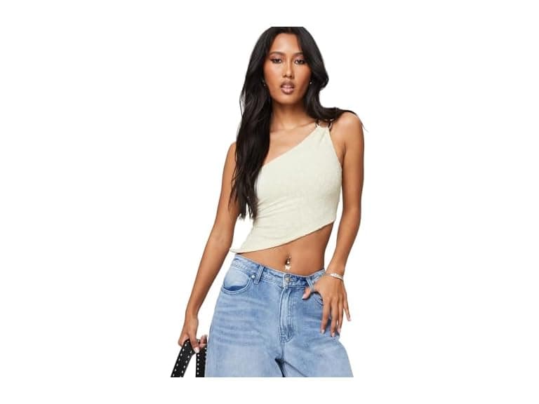 Princess Polly Toomba One Shoulder Top Cream - Image 1