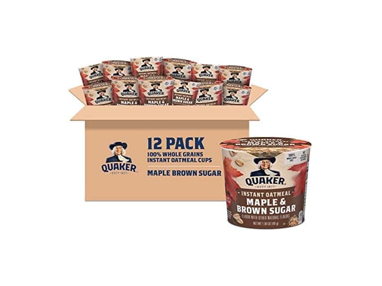 12pk Quaker Instant Oatmeal Cups, Maple & Brown Sugar - Image 1