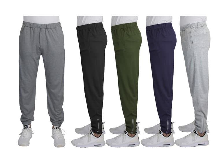 3Pk Mens Active Pants w-Ankle Zippers - Image 1
