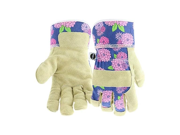 Miracle-Gro Split Cowhide Garden Gloves – Floral - Image 1