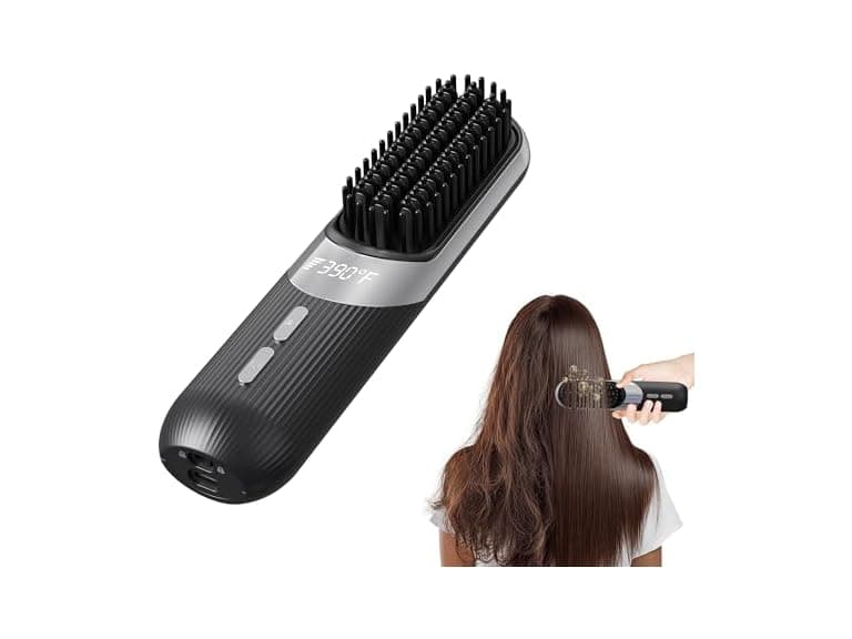 Cordless Hair Styling Brush 2-In-1 Black - Image 1