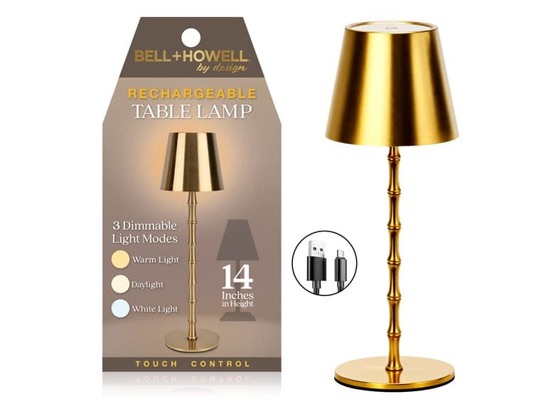 Bell+Howell Bamboo Design Gold Lamp - Image 1