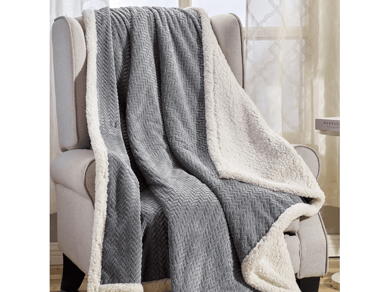 Ultra Soft Braided Reversible Sherpa Throw - Image 1