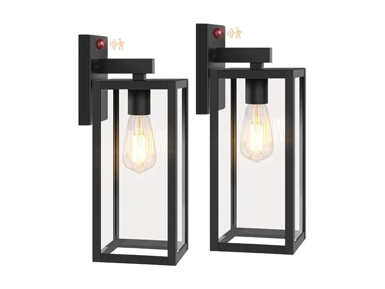 BesLowe Upgraded Motion Sensor Outdoor Wall Lights, 15” Black - Image 1