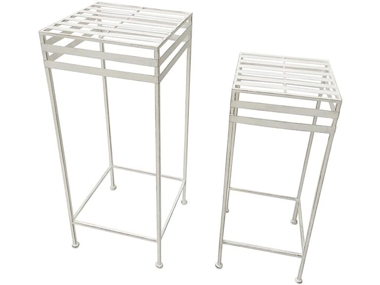Set of 2 Plant Stands, Antique White - Image 1