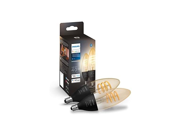 Philips Hue Smart 40W Candle-Shaped Filament LED Bulb - 2 Pack - Image 1