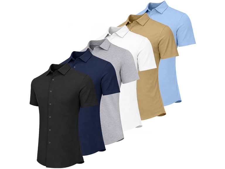 Mens S/S Knit Button Down Shirt - Image 1