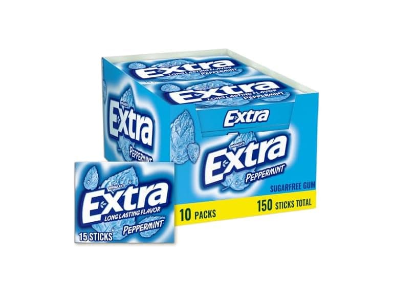 10PK EXTRA Gum Peppermint Sugar Free Chewing Gum - Image 1