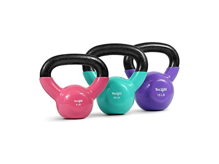 Yes4All Kettlebell, Vinyl Coated Cast Iron Kettlebell Set 5, 10 & 15lbs - Image 1