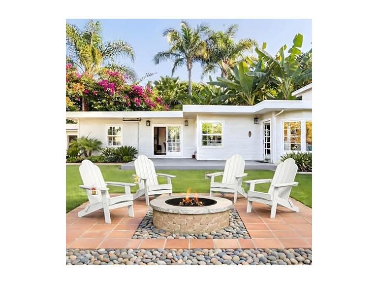 White Folding Adirondack Chair Set of 4 - Image 1