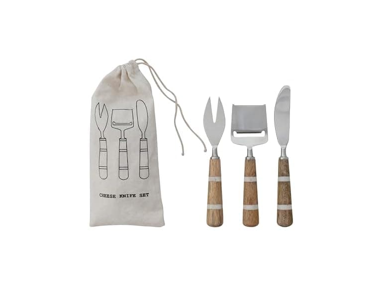 Creative Co-Op 3 pcs Stainless Steel Cheese Knife Set - Image 1