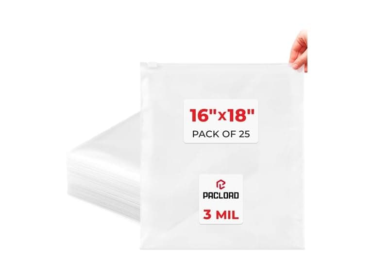Paclord 2.5 Gallon 16" x 18" Slider Zip Poly Bags, Pack of 25  - Image 1