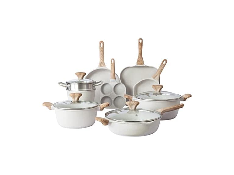 Country Kitchen Non-Stick Cast Aluminum Cookware Cream, 13 Pc. - Image 1