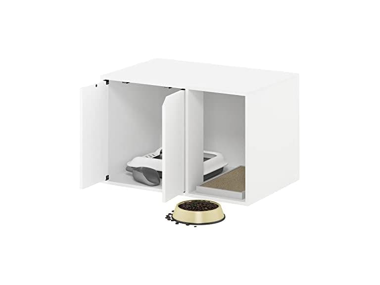 Furinno Peli Litter Box Enclosure, Small, Solid White - Image 1