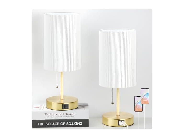 Lakumu 2 Sets Table Lamps with 2 USB - Image 1