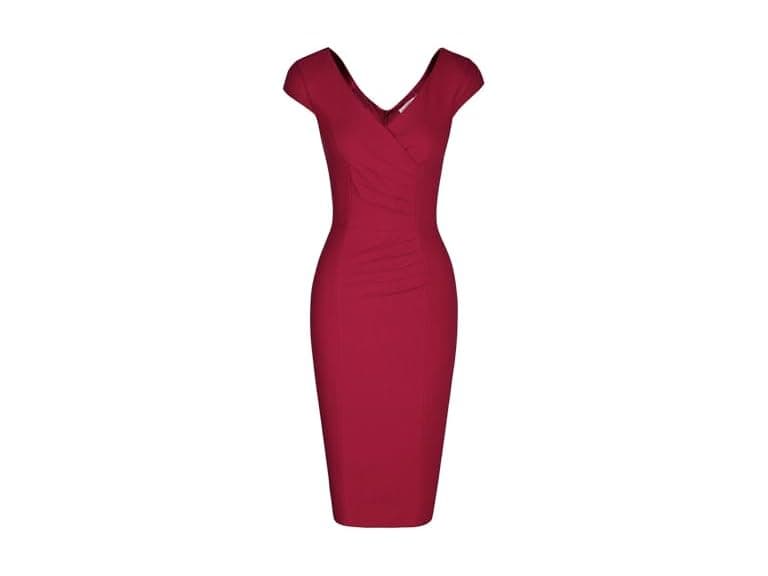 Muxxn Women (S) Rockabilly V Neck Slim Tunic Dress - Image 1