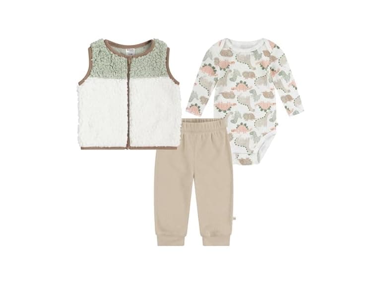 Huggies Long Sleeve Waffle Knit Bodysuit, Vest Set - Image 1