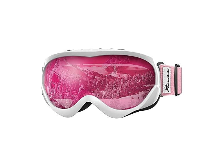 OutdoorMaster Kids Ski Goggles White-Pink - Image 1