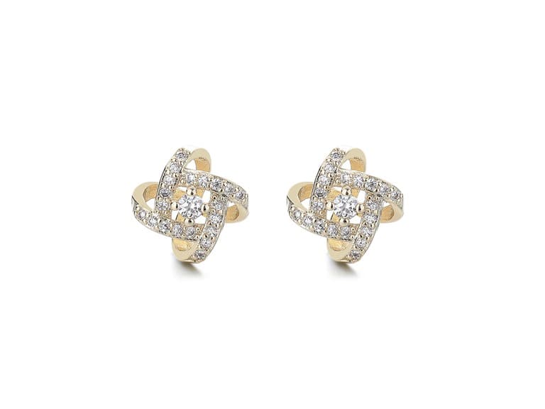 14K Gold Love Knot Stud Earrings - Image 1