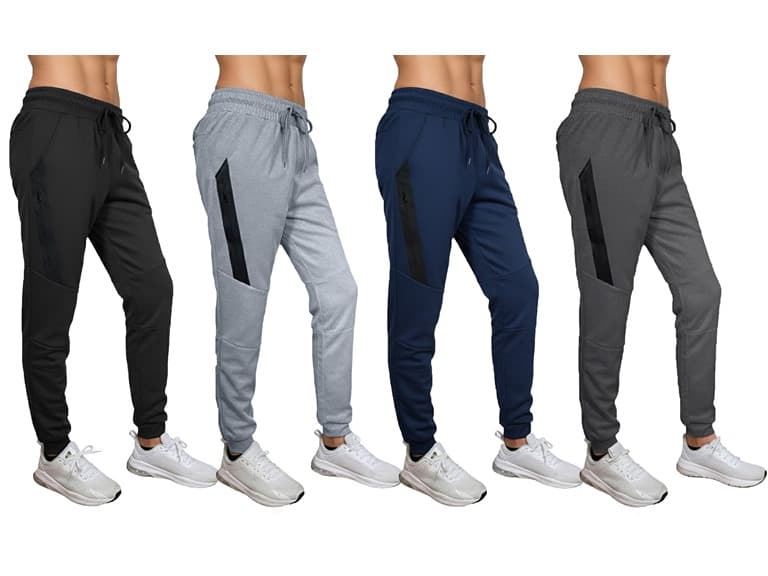 3Pk Asst Womens Tech Joggers w-Stripe Zip Patch - Image 1