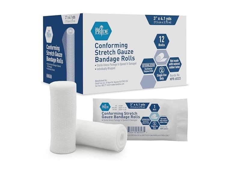 MED PRIDE Sterile Gauze Bandage 3in x 4.1yd 12pk - Image 1