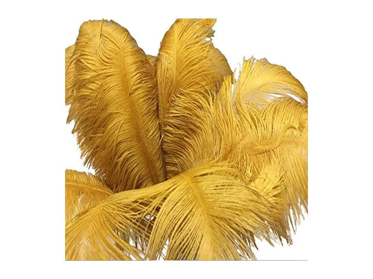 AABABUY 10pcs Ostrich Feathers 16-18inch (Gold) - Image 1