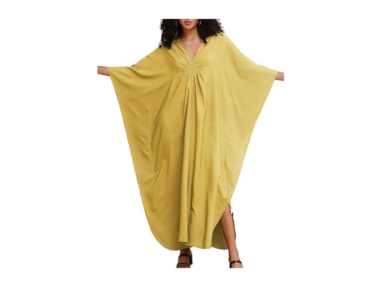 Edolynsa Women (OS) Casual Kaftan Beach Up Dress - Image 1