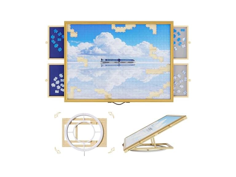 1500 Pcs Portable Jigsaw Puzzle Board with 4 Drawers and Cover, Adjustable Puzzle Table, Frame for Wall Art Display 33.3"x24.2" (Open Box) - Image 1