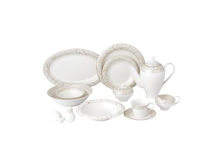Lorren Home Trends Bone China Dinnerware Set Marble - Image 1
