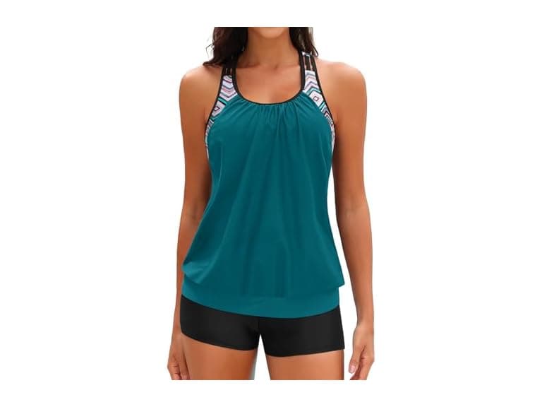 Yonique Women (S) Two Piece Tankini Swim Swimsuits - Image 1